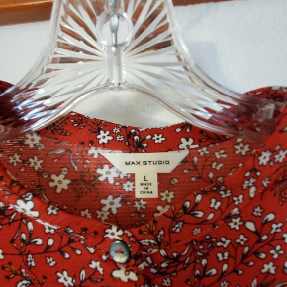 L Max Studio Floral Orange Boho Midi Dress - Picture 6 of 6